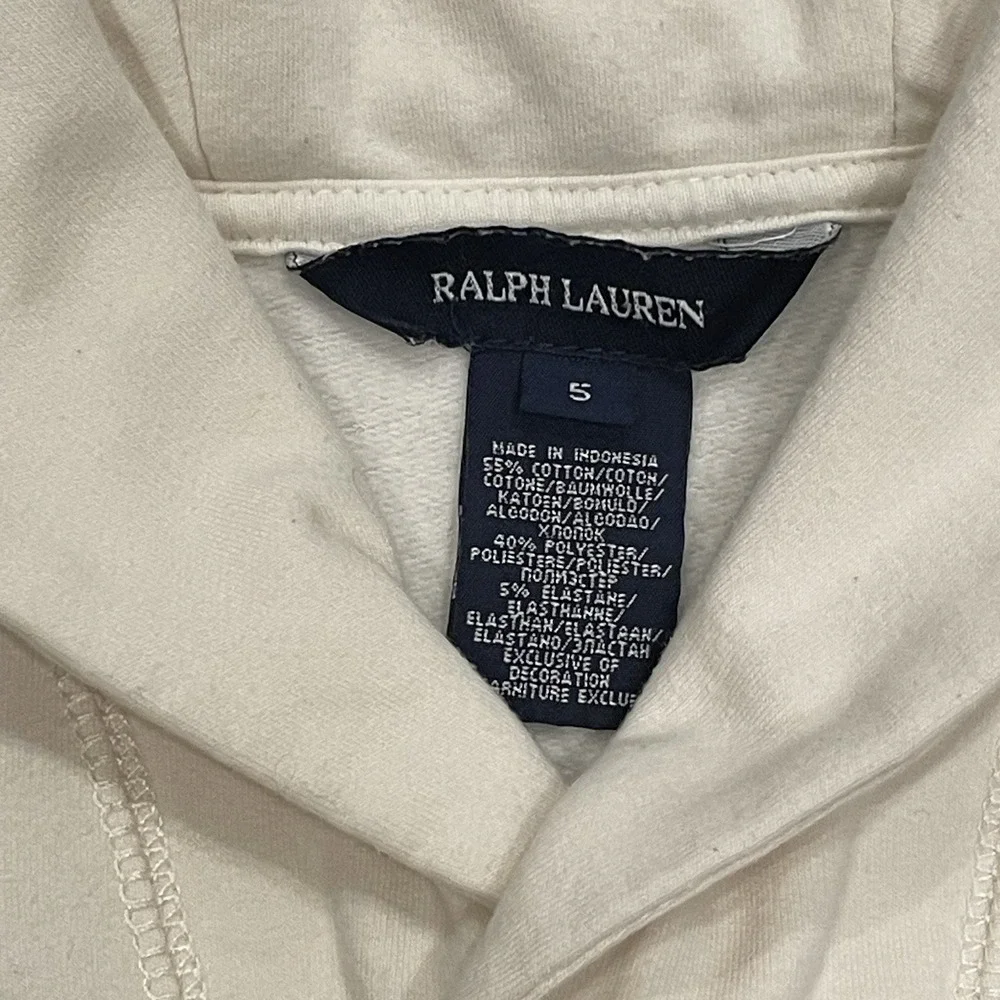 Ralph Lauren Girl's  Dress Ruffle Size 5 Back To School Cream Long Sleeves